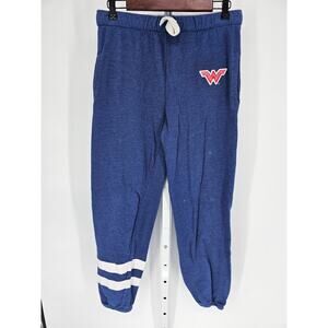 Wonder Woman Women's Blue Logo Printed Elastic Waist Elastic Hem Pants Size M